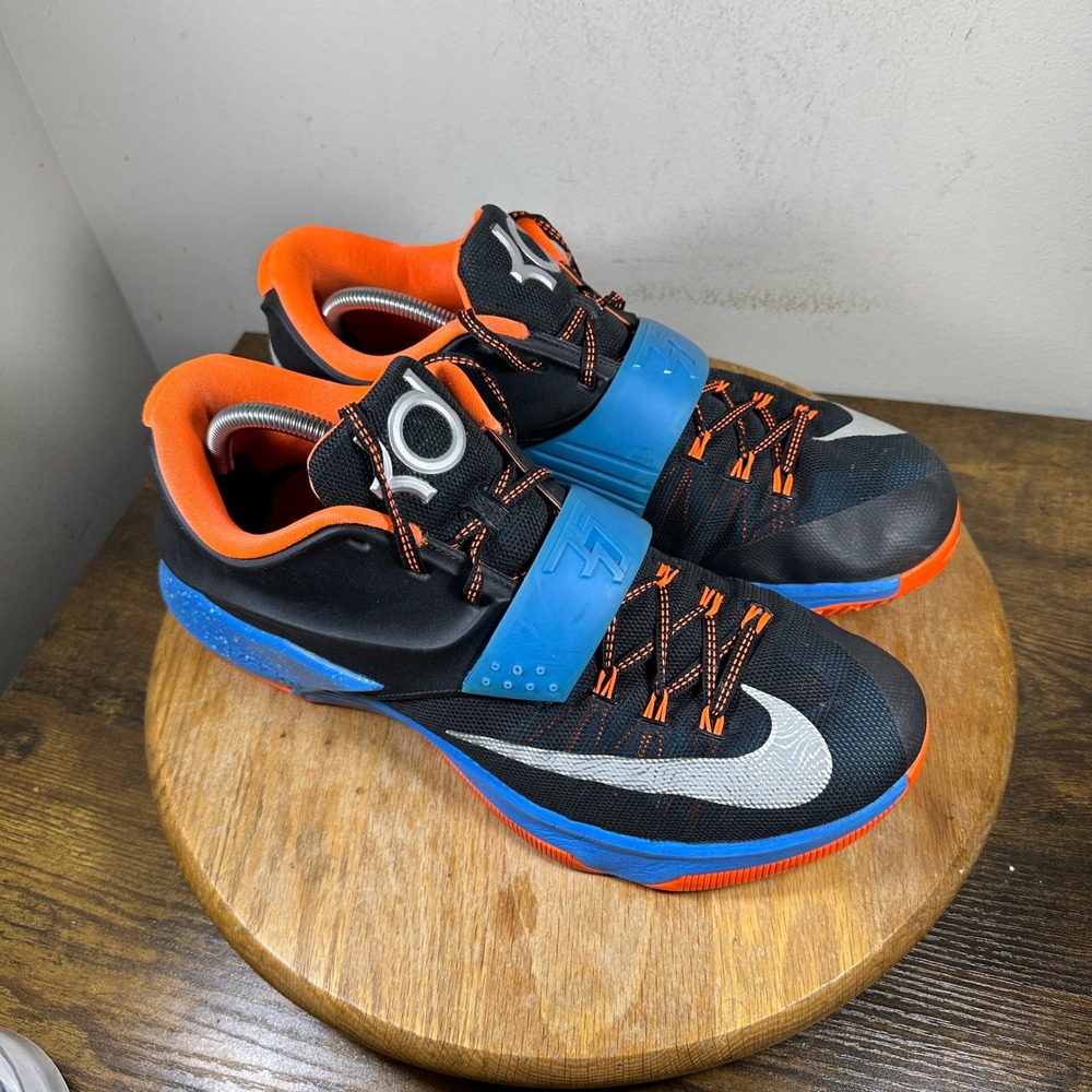 Nike KD 7 Men's Basketball Shoes Black Orange Blue Size 12 653996-004